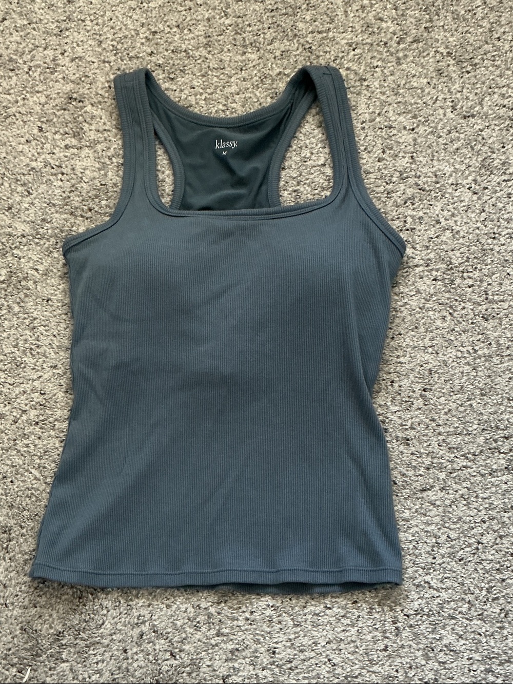Klassy Network Ribbed Racerback Tank ~ Blue/Gray - Picture 2 of 9
